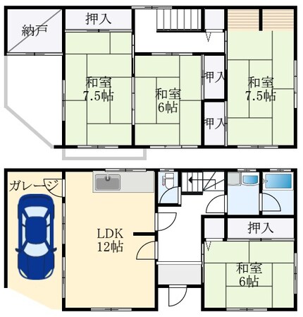 萩原天神駅 徒歩20分 1-2階の物件間取画像